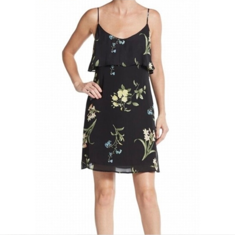 Joie Black Green Floral Print Dress